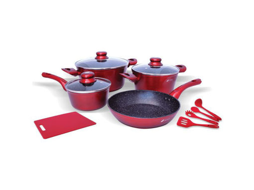 Imagen de Juego de Ollas Monix 12pcs Marmol Rojo 49008